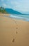 Footprints in a tropical beach