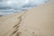 Footprints up steep sand dune, Little Sahara, Kangaroo Island, Australia