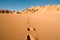 Footprints at Valle de la Muerte in Atacama Desert