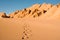 Footprints at Valle de la Muerte in the Atacama Desert