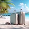 Footprints of Wanderlust: Suitcases Awaiting Tropical Sojourn