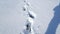 footprints on the winter lake. a man walks on a frozen lake. Winter season