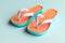 Footwear charm pastel colored flip flops create a visually appealing ensemble