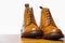 Footwear Concepts.Pair of High Gentleman Tanned Brogues Boots. I