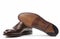 Footwear Concepts. Pair of Stylish Brown Penny Loafer Shoes