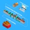 Footwear Factory Isometric Composition