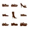 Footwear icon set, vector collection of shoes pictograms.