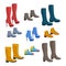 Footwear.A large set consisting of various shoes, such as sneakers, classic shoes, high boots, stiletto boots and also