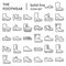 Footwear line icon set, boots symbols collection, vector sketches, logo illustrations, shoes signs linear pictograms