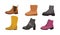 Footwear. Winter types of shoes for men and women. Fashionable casual style. Warm boots collection. Modern clothing