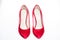 Footwear for women with thin high heels. Pair of fashionable high heeled pump shoes.Elegant stiletto shoes concept