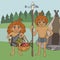 Foraging at prehistory vector cartoon