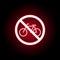 Forbidden bicycle icon in red neon style. Can be used for web, logo, mobile app, UI, UX