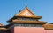 Forbidden city rooftop against blue sky