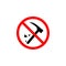 Forbidden destroy, hammer icon can be used for web, logo, mobile app, UI UX