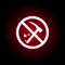 Forbidden destroy,  hammer icon in red neon style. Can be used for web, logo, mobile app, UI, UX