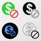 Forbidden Dollar Vector EPS Icon with Contour Version