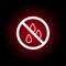 Forbidden drop, water icon in red neon style. can be used for web, logo, mobile app, UI, UX