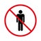 Forbidden Entry Man Pictogram. Ban Men Pedestrian Black Silhouette Icon. Restricted Entrance Red Stop Circle Symbol. No