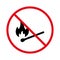 Forbidden Heat Matchstick Pictogram. Ban Burn Match Stick Black Silhouette Icon. Matchstick Red Stop Symbol. No Allowed