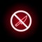 Forbidden knife icon in red neon style. Can be used for web, logo, mobile app, UI, UX