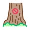 Forbidden logging tree icon vector outline illustration