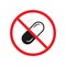 Forbidden medicine no pill icon. Prohibited capsule sign. Warning, restriction, caution, attention, For your web site design, logo