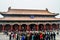 Forbidden palace and heavy foggy in winter weather at Forbidden city, Beijing, China