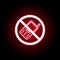 Forbidden phone icon in red neon style. Can be used for web, logo, mobile app, UI, UX