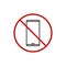 Forbidden Phone Use Sign No Smartphone Icon. Vector Simple modern illustration