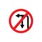 Forbidden - road sign. Stop road sign with hand gesture. Vector red do not enter traffic sign.