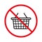 Forbidden Shop Basket Supermarket Pictogram. Prohibit Grocery Store Buy Basket Stop Symbol. Ban Food Product Empty Cart