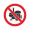 Forbidden sign with alcohol drinks glyph icon