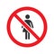 Forbidden sign with female silhouette glyph icon