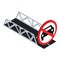 Forbidden sign icon isometric vector. Bridge no car or no parking traffic sign