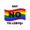 Forbidden sign with LGBT flag. Anti- homosexuality concept. Stop LGBT propaganda