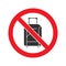 Forbidden sign with luggage glyph icon