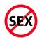 Forbidden sign no sex vector flat icon. It`s warn them not to do.