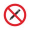 Forbidden sign with pencil glyph icon