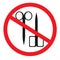 Forbidden sign with scissors glyph icon. No cutting prohibition.