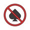 Forbidden sign with spade card suit color icon