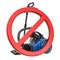 Forbidden sign with vacuum cleaner. 3D rendering