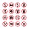 Forbidden signs. Prohibition and warning vector signal icons