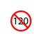 Forbidden speed 120 icon on white background can be used for web, logo, mobile app, UI UX