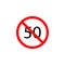 Forbidden speed 50 icon on white background can be used for web, logo, mobile app, UI UX