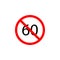 Forbidden speed 60 icon on white background can be used for web, logo, mobile app, UI UX