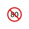 Forbidden speed 80 icon on white background can be used for web, logo, mobile app, UI UX