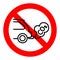 Forbidden symbol of car with CO2 cloud. Atmospheric pollution from vehicle. The car emits carbon dioxide. Antipollution concept.