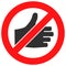 Forbidden Thumb Up Vector Icon Flat Illustration