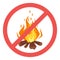 Forbidden to build fire sign